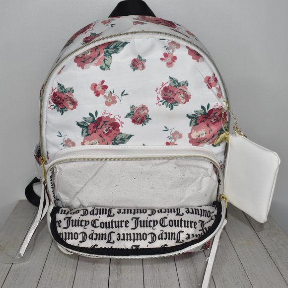 Juicy Couture Floral Backpack Vintage Rose White